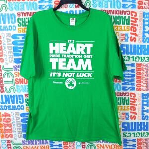 Boston Celtics Playoffs T Shirt Size XL Its Not Luck Heart Team Grit Green White
